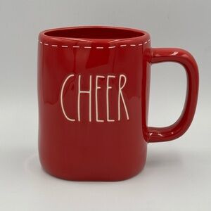Rae Dunn CHEER Large Coffee Mug Cup Red White Letters Christmas
